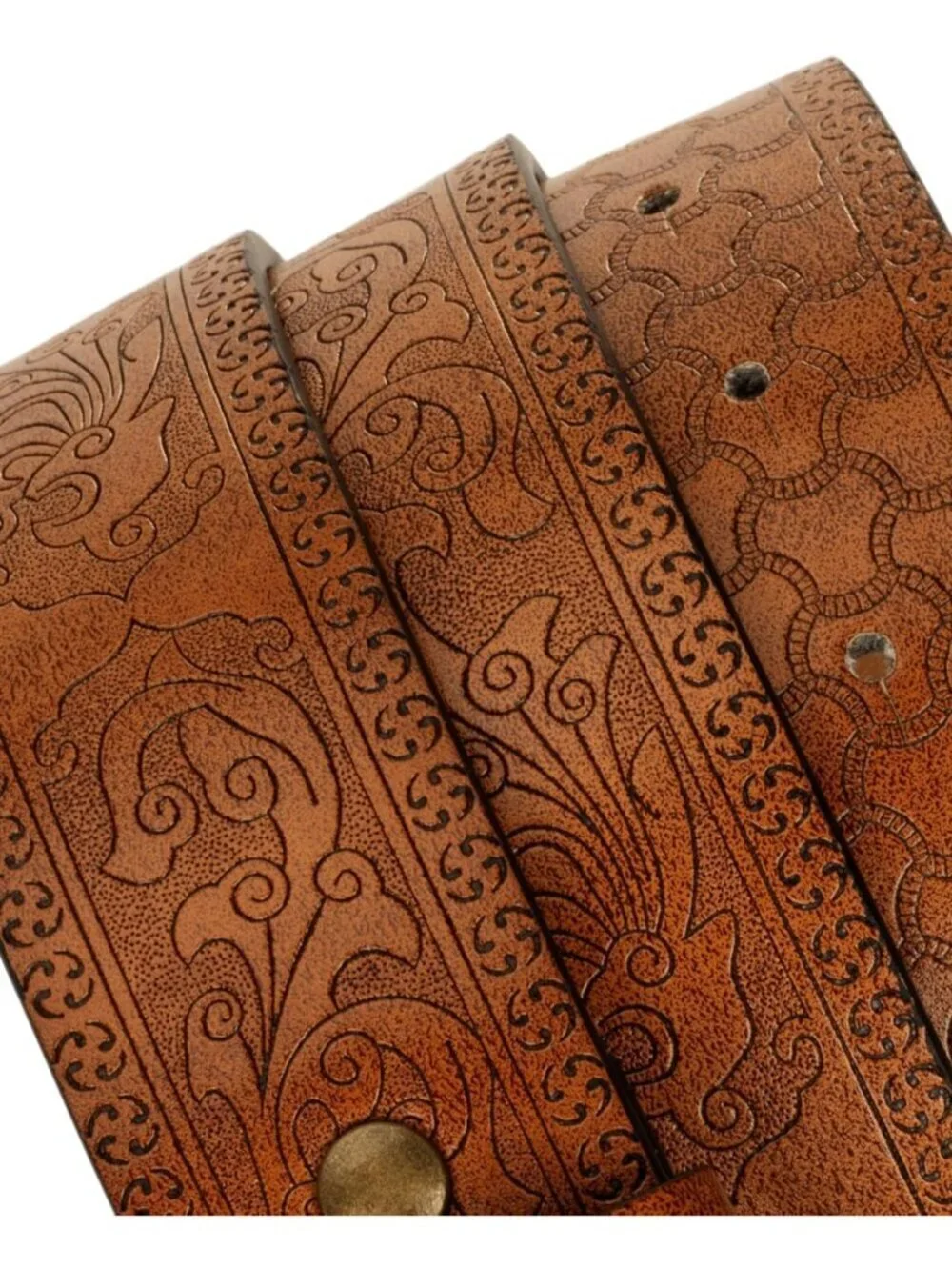 Women's Brown 1 Western Pu Leather Longhorn Bull Turquoise Embossed Buckle Belt